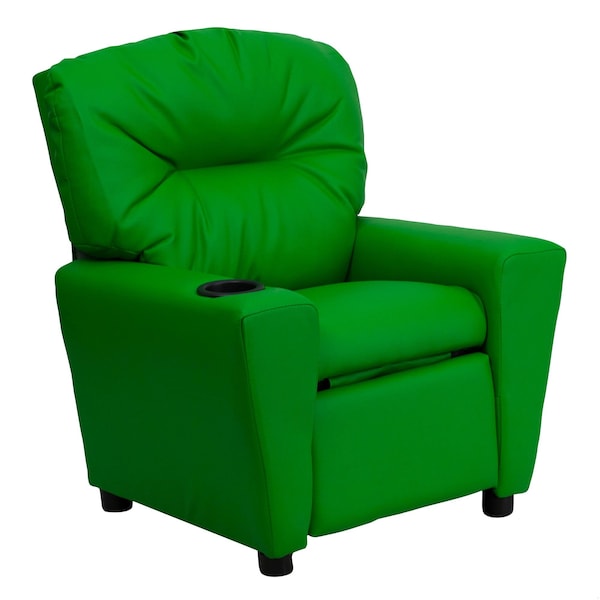 Flash Furniture Kids Recliner, 25" to 39" x 28", Upholstery Color: Green, Weight Capacity: 90 lb. BT-7950-KID-GRN-GG - main